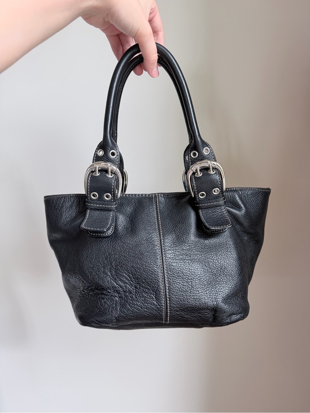 Classic & Chic Black Genuine Leather Tote Handbag